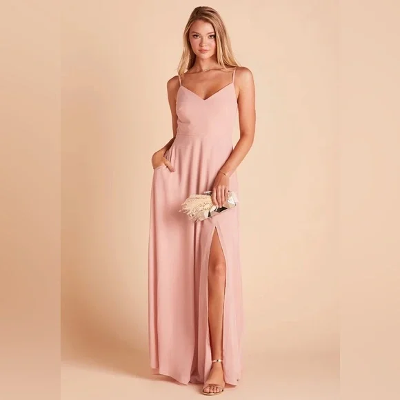 NWT Birdy Grey Dress DEVIN CONVERTIBLE Dress CHIFFON DUSTY ROSE Large Formal - Picture 4 of 8